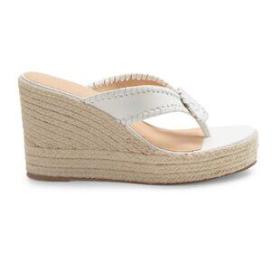 Jack Rogers Rowan Leather Platform Wedge Sandals 10 White Espadrille Boho